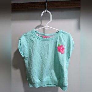 Isaac Mizrahi Girls Green and Hot pink Floral Shirt Summer Vacation Size 5/6